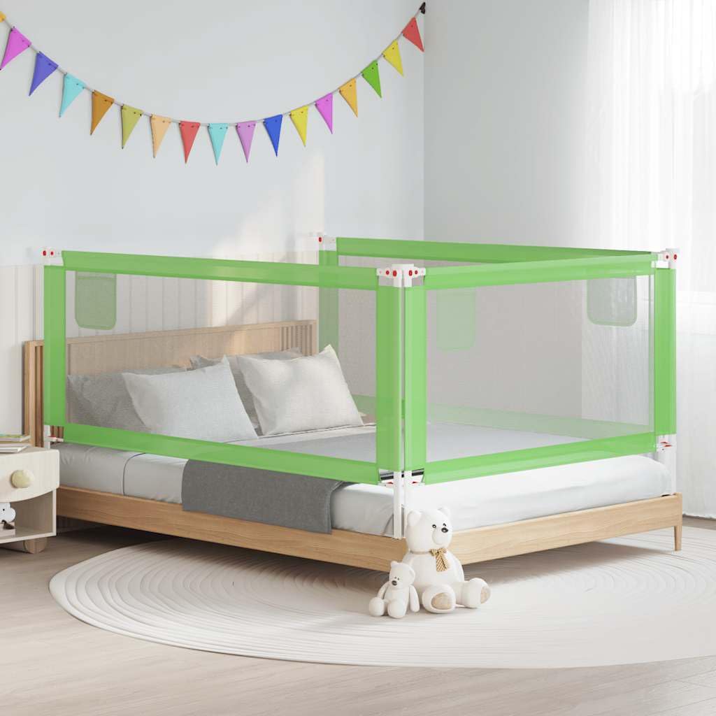 Kleinkind-Bettschutzgitter Grün 200x25 cm Stoff mit Verstellbarer Höhe, Rausfallschutz für Kinderbett, Absturzsicherung, Seitenschutz für Babysicherheit im Schlafzimmer und Reisebett