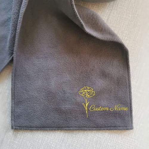 Winter Scarf for Women/Men Personalized,Custom Embroidered Name and Birth flower Warm Scarf, Lightweight for Her/Him2