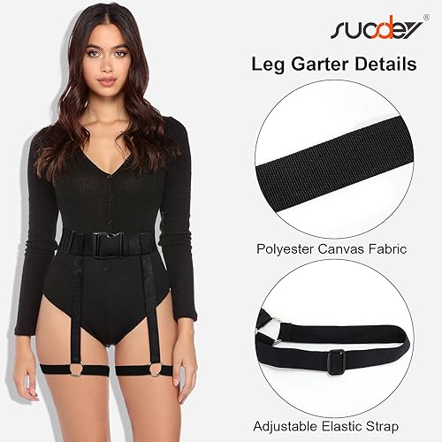 SUOSDEY Punk Black Waist Chain Belt Leather Layered Body Chains Rave Body Jewelry Accessories for Women and Girls4