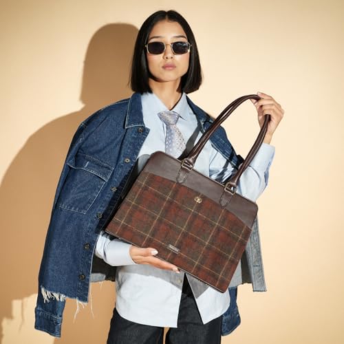Image of Theater Dr. Grief Brown Croco Handbag for Women | Structured Top Handle Tote with Spacious Interior | Elegant Office Work & All Day Essential Laptop Bag