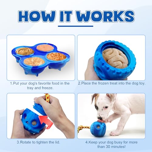 Anoodi Dog Enrichment Treats Toy, Interactive Frozen Treats Toy Indestructible Dispensing Toy For Aggressive Chewer Boredom, Skull Fillable Slow Feeder With Rope thumb #2