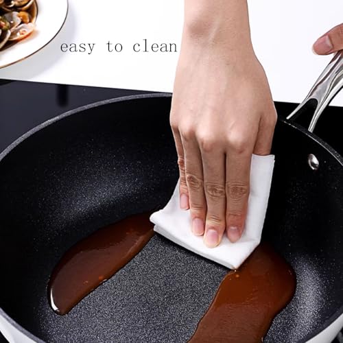 Wok de aleación de aluminio blanco con tapa, 30 cm miniatura 5