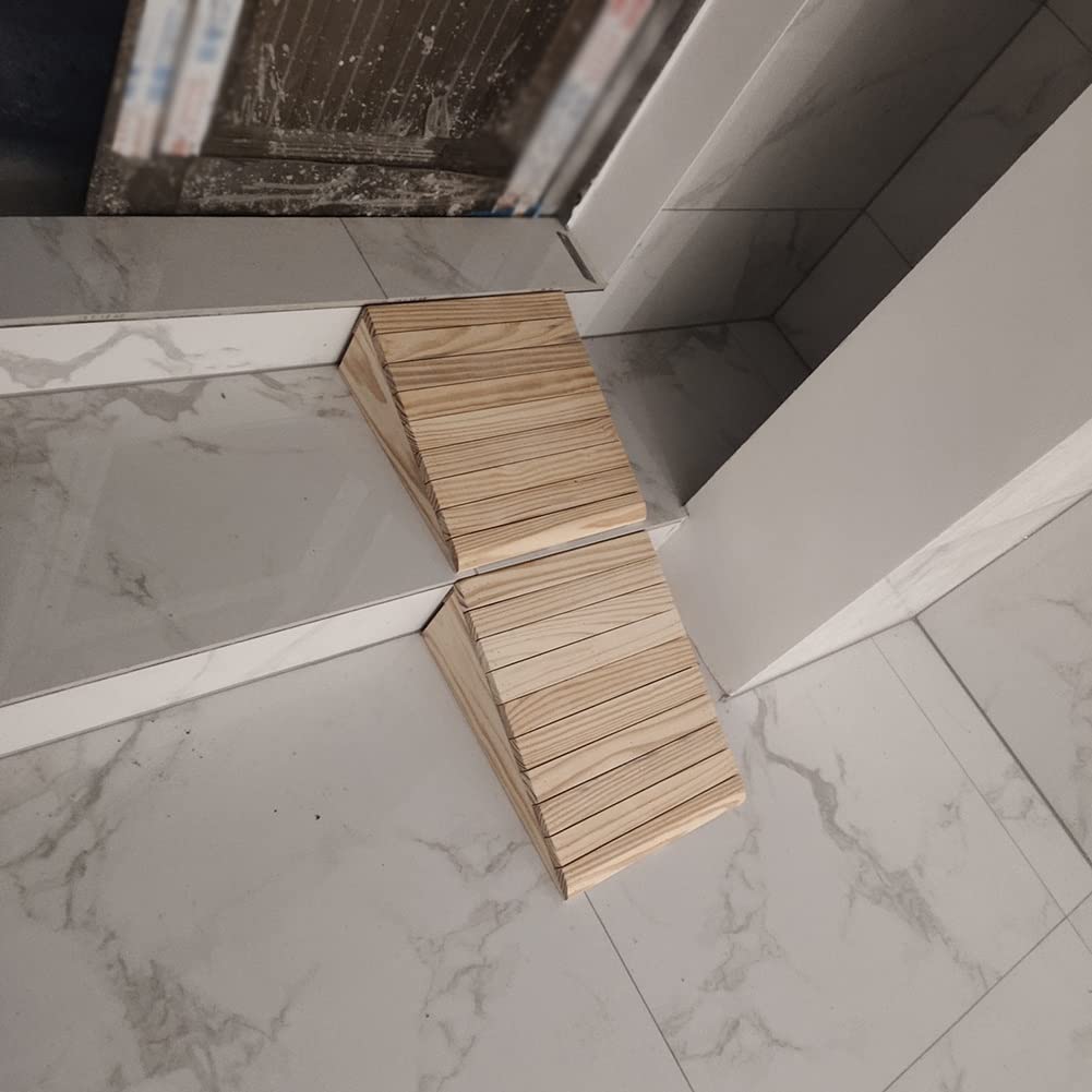 XXIOJUN Rampa De Umbral De Madera, Rampas De Bordillo Escalonadas para Exteriores, Pino Antideslizante No Asistido por Agua Cuesta Arriba, Rampa De Acceso para Carro De Silla De Ruedas