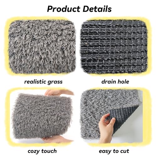 Image of Chicken Nest Pads Washable,4 Pack Nesting Pads for Chicken Coop,11.8X11.8 Inch Artificial Grass Mat Egg Laying Mats Reusable Rug Turf Poultry Habitat Bedding (Grey)