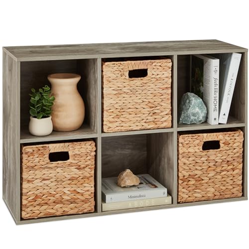Image of Best Choice Products 6-Cube Storage Organizer, 11in Shelf Opening, Bookcase, Display Shelf, Customizable w/ 3 Removable Back Panels – Greige