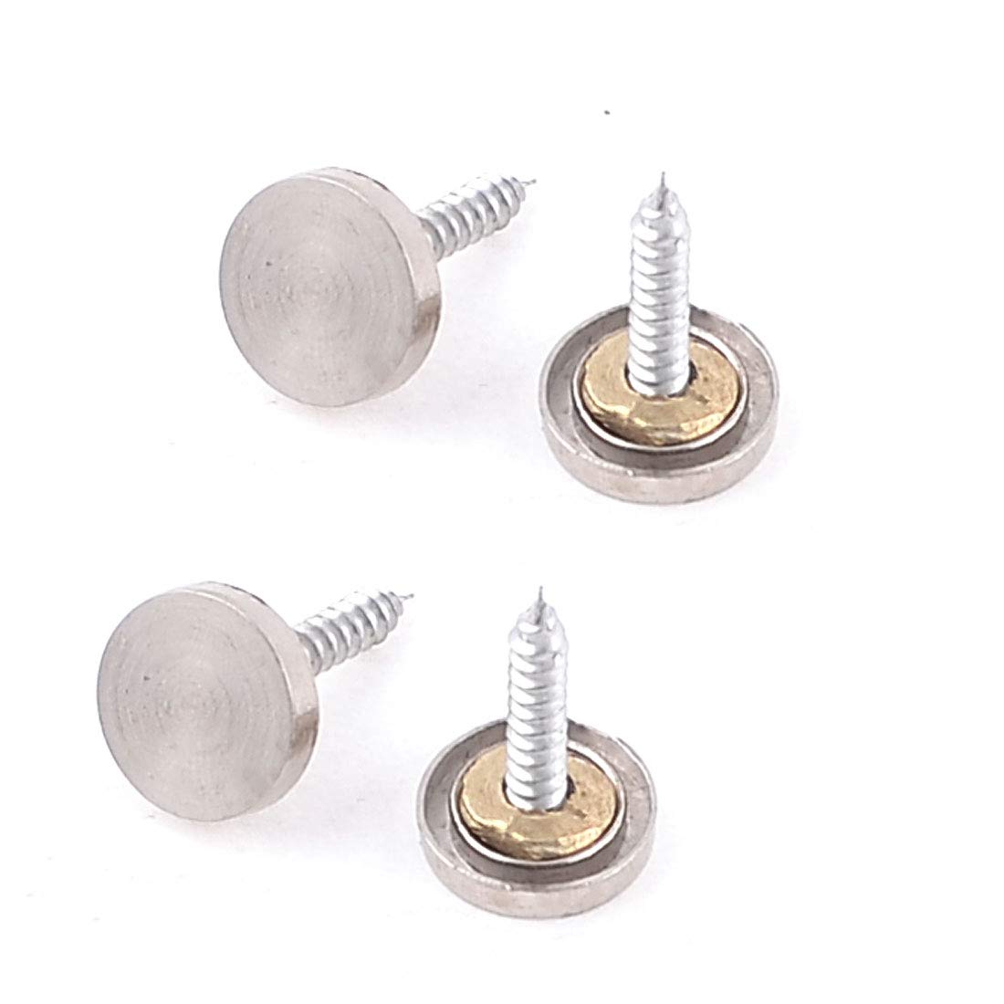 Aexit 4 Pcs quality Parts 14mm Dia Screw Cap Table Mirror Nails Fittings Silver Tone Model:19as258qo594