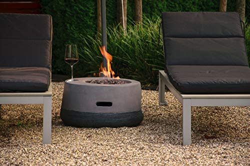 dobar® 35442e Lava-Ofen Calido - Gaskamin Outdoor aus Magnesia - Gasfeuerstelle mit Lavasteinen - Gartenkamin inkl. Deckel & Schutzhülle - Gasofen für Garten/Terrasse/Balkon - 48 x 48 x 66 cm