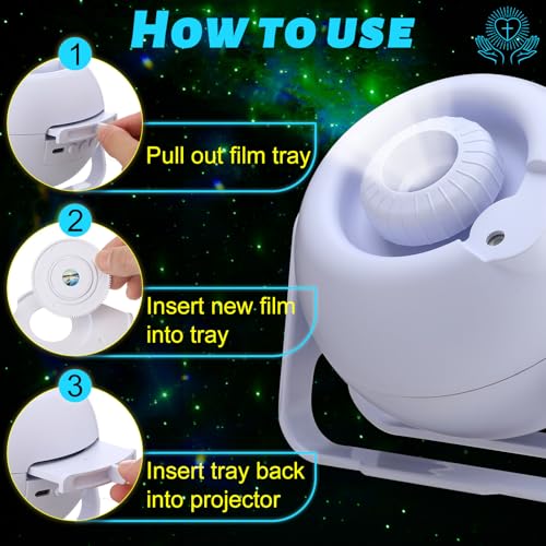 Image of Aurelema Landscape Verses Projector Galaxy Projector Includes 12 Interchangeable Christian Discs Night Light Set Project Religious on Wall or Ceilings for Christian
