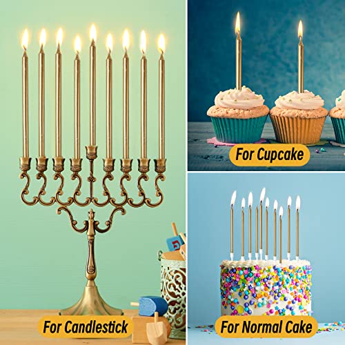 DONQL Birthday Cake Candles 24PCS, Tall Cake Candles, Long Birthday Candles, Thin Cupcake Candles with Holders for Birthday Cake Baby Shower Cake Wedding Party Decoration (24Pcs Champagne) - Image 6