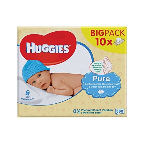 Huggies Pure Baby Wipes 10 x 56 per pack - Pack of 4