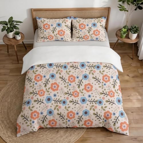 Housse de couette 120 x 150 cm parure de lit 3 pièces fleurs 3D - 4