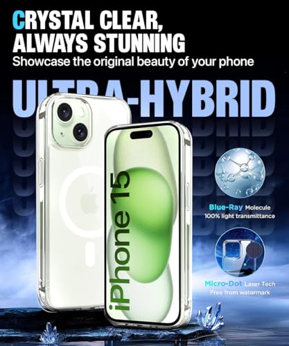 Image of WOW IMAGINE Ultra-Hybrid Back Case Cover for iPhone 15 Compatible with MagSafe | Sleek Hard Crystal Clear Back | Drop & Camera Protection | Shockproof Mobile Case For iPhone 15 (PC & TPU, Transparent)