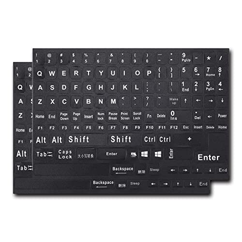 Stickes para teclado en inglés 2 piezas fondo negro letras blancas miniatura 1