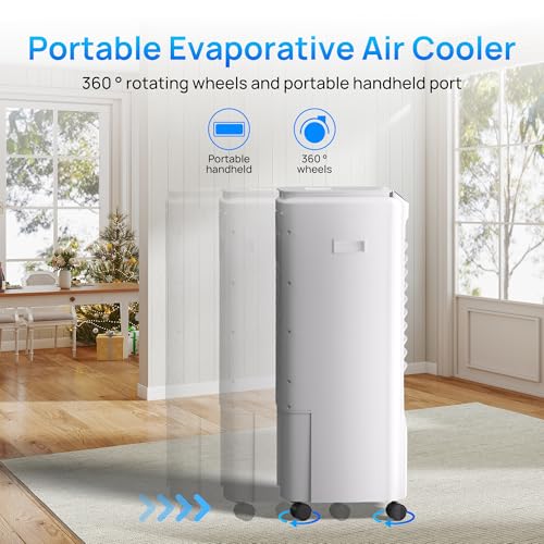 Image of 3-in-1 Swamp Cooler Air Conditioner, 1800 CFM Portable Evaporative Air Cooler with 4.2 Gal Tank, 120 Oscillating, 3 Speeds, 12H Timer, Remote, Windowless Cooling Fan for Indoor,Bedroom,Office,White