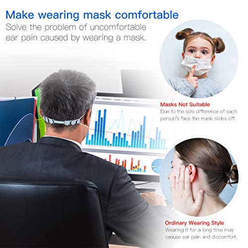 6pcs silicone mask extender strap extended mask holders to protect ears ear savers for masks face mask holder with adjustable gripper anti-tighting mask straps for back of head 2pcs of each color