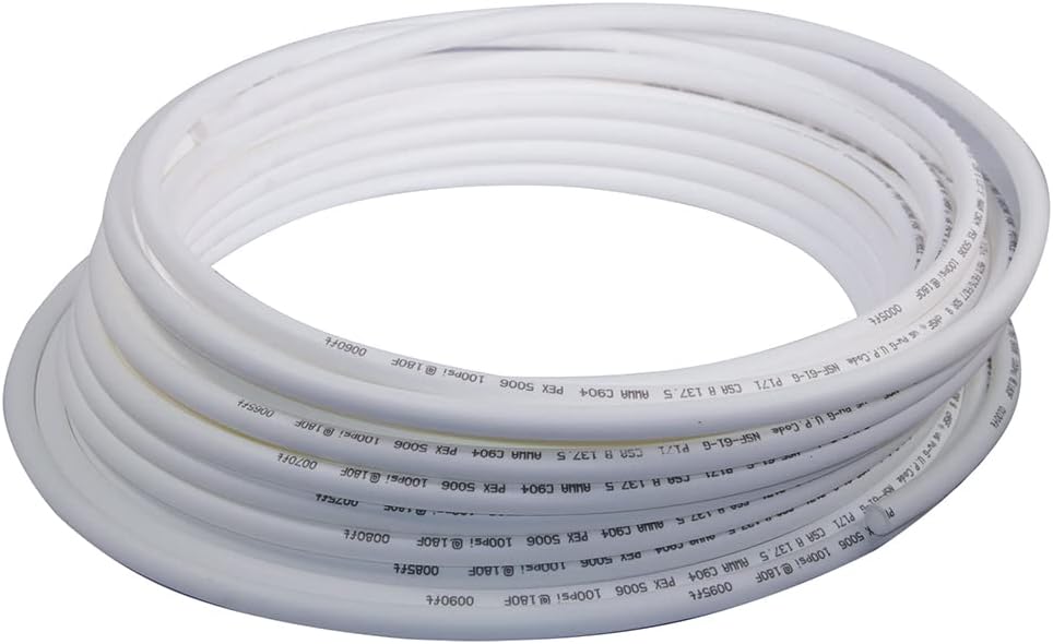 Supply Giant PEX-B Pipe 1/2 In x 500 Ft White Tubing for Plumbing, Potable Water Line for Home Improvement, Indoor/Outdoor Use