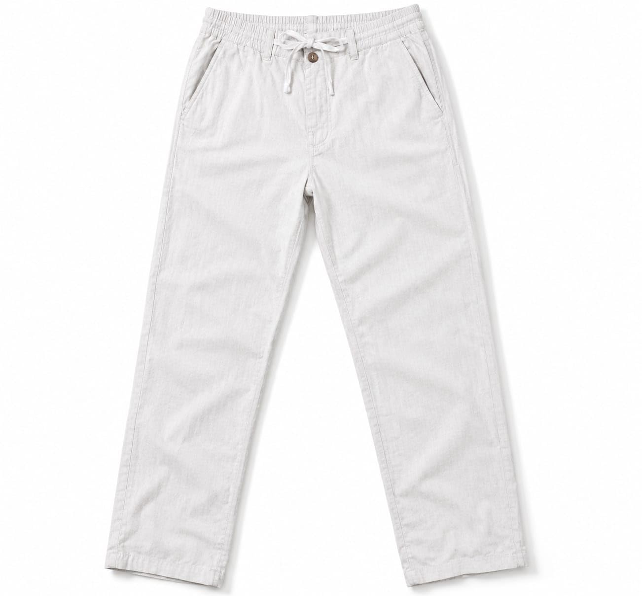 beedoo Men's Linen Blend Pants | Lightweight Breathable Casual Trousers with Elastic Waistband, Front Button Closure, Side Pockets | Comfortable Everyday Wear Pants-picture-51