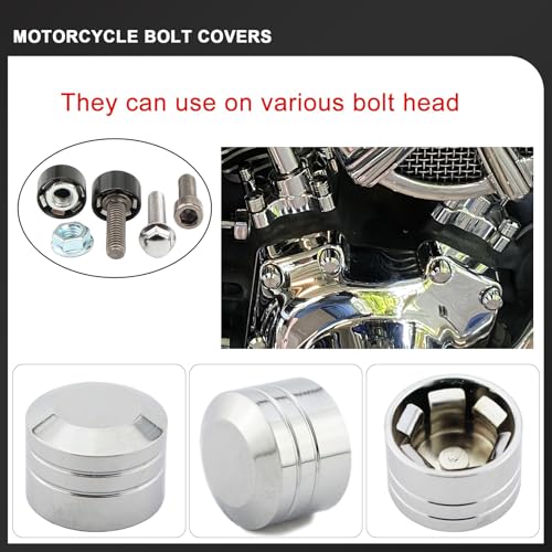 Image of Motorcycle Bolt Covers Head Bolts Engine Toppers Caps Kit for Harley 2017-2025 Touring Road King Street Glide Electra Road Glides 2018-2025 Softail Fatbob Breakout (Chrome)