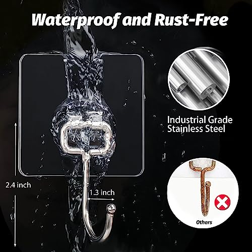Dkhdbd DDS Large Adhesive Hooks, 16-Pack Hold 44Lb(Max) Heavy Duty Sticky Hooks, Waterproof Transparent Hooks For Hanging, Self-Adhesive Traceless Clear Wall Hooks To Use For Keys Robe & Towel thumb #2