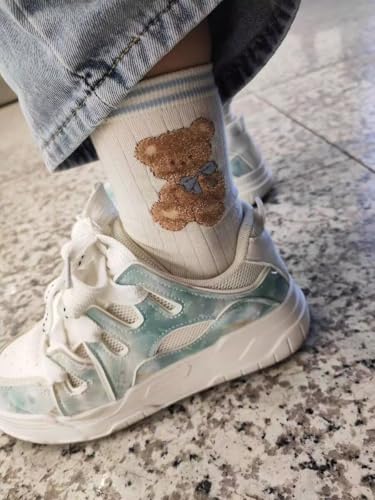 Cute Fall Bear Ankle Crew Sock for Women Girls Fun Kawaii Japanese Preppy Cottagecore Y2K Cotton Socks4