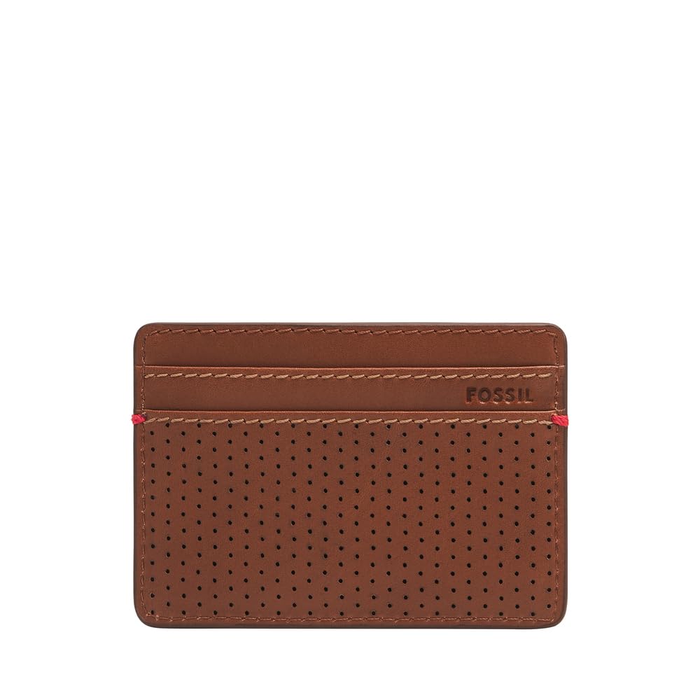 Fossil Sport Tourer Skórzany lub Poliestrowy Portfel/Etui na Karty dla Mężczyzn, Brązowy