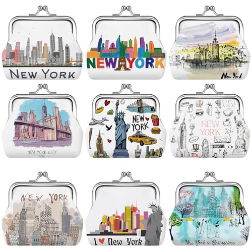 Yeyeplum 9 Pcs New York Souvenir Coin Purse Bulk for Women Souvenirs Gifts Change Wallet City Travel...
