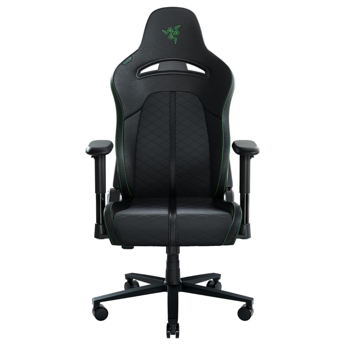 Razer Enki X Essential Gaming Chair: All-Day Comfort, Built-In Lumbar Arch, Optimized Cushion Density, Dual-Textured, Eco-Friendly Synthetic Leather, Memory Foam Head Cushion - Black & Green Razer Enki X-Essential Gaming Chair -Black & Green Enki X