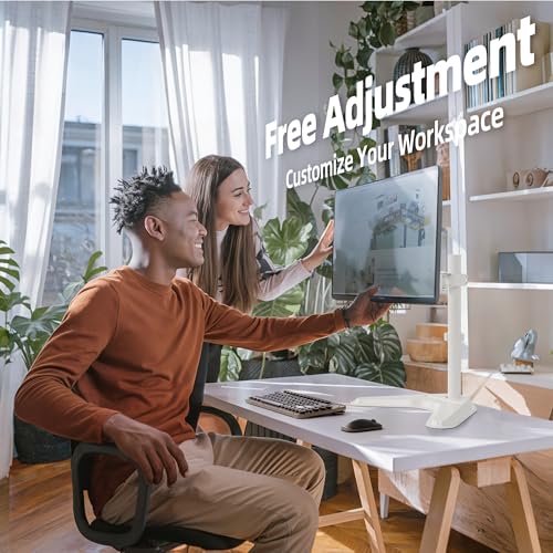 Image of Claiks Monitor Mount, Ergonomic Adjustable Monitor Stand for Max 32 inch Screens, Adjustable Stand up to 20 lbs, VESA Mounting Holes 75&100mm, White