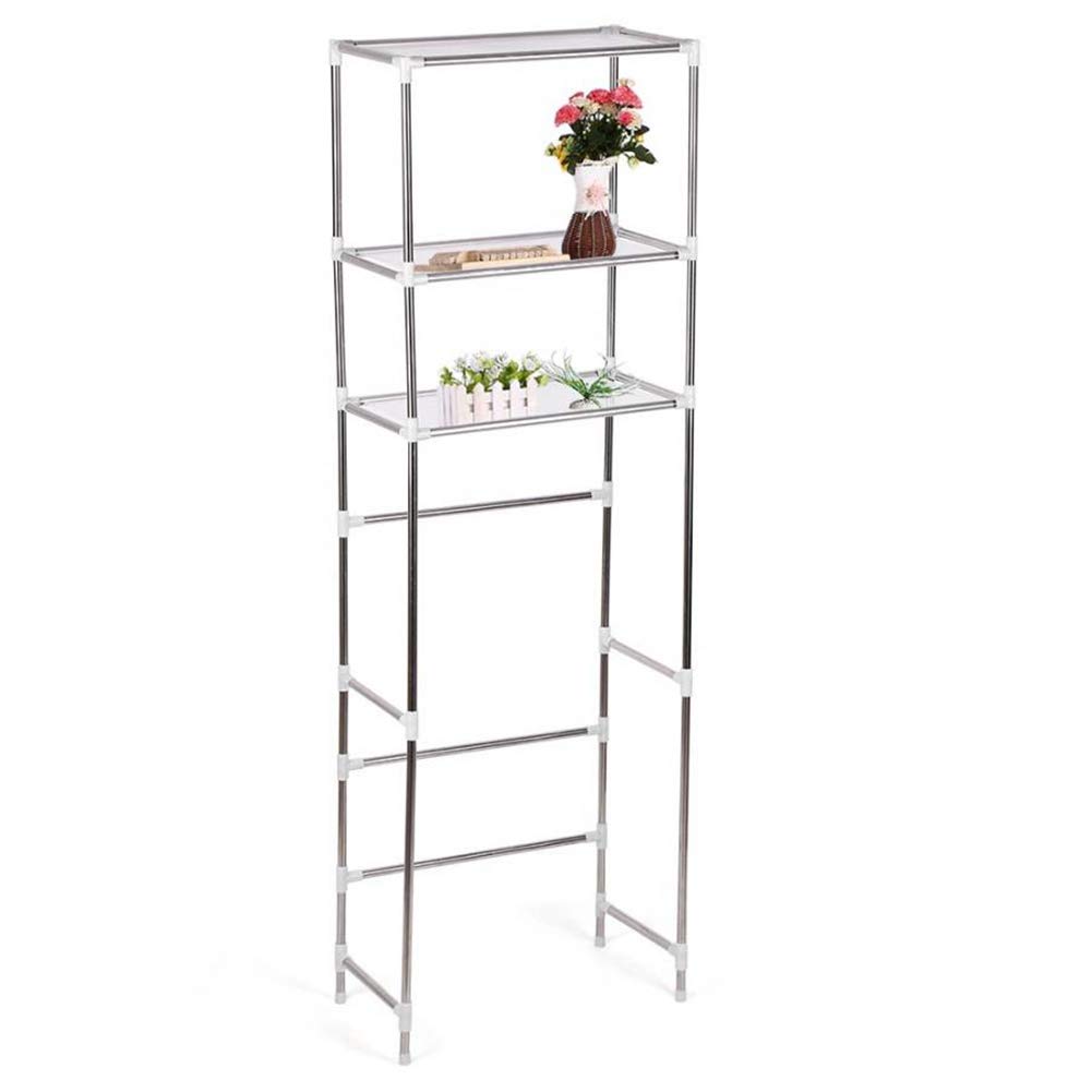 Scaffale sopra il WC, scaffale da bagno a 3 ripiani, organizer salvaspazio per lavanderia e lavatrice, struttura in acciaio, 165 x 53 cm (Cestello lavatrice tre strati altezza 160 * 68)