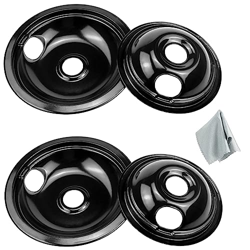 Comparison: Best Pans For An Electric Stove 11 Black Porcelain Drip Pans Set 4-Pack 318067041 & 318067051 Compatible with Frigi-daire Ken-more Range Oven Replaces Electric Range Stove Burner 5304430149,5304430150 by Fetechmate