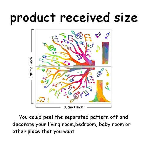 SUPERDANT Colorful Music Trees Wall Sticker DIY Art Vinyl Wall Decal Gradient Music Notes Wall Decoration for Garden Living Room - Image 2
