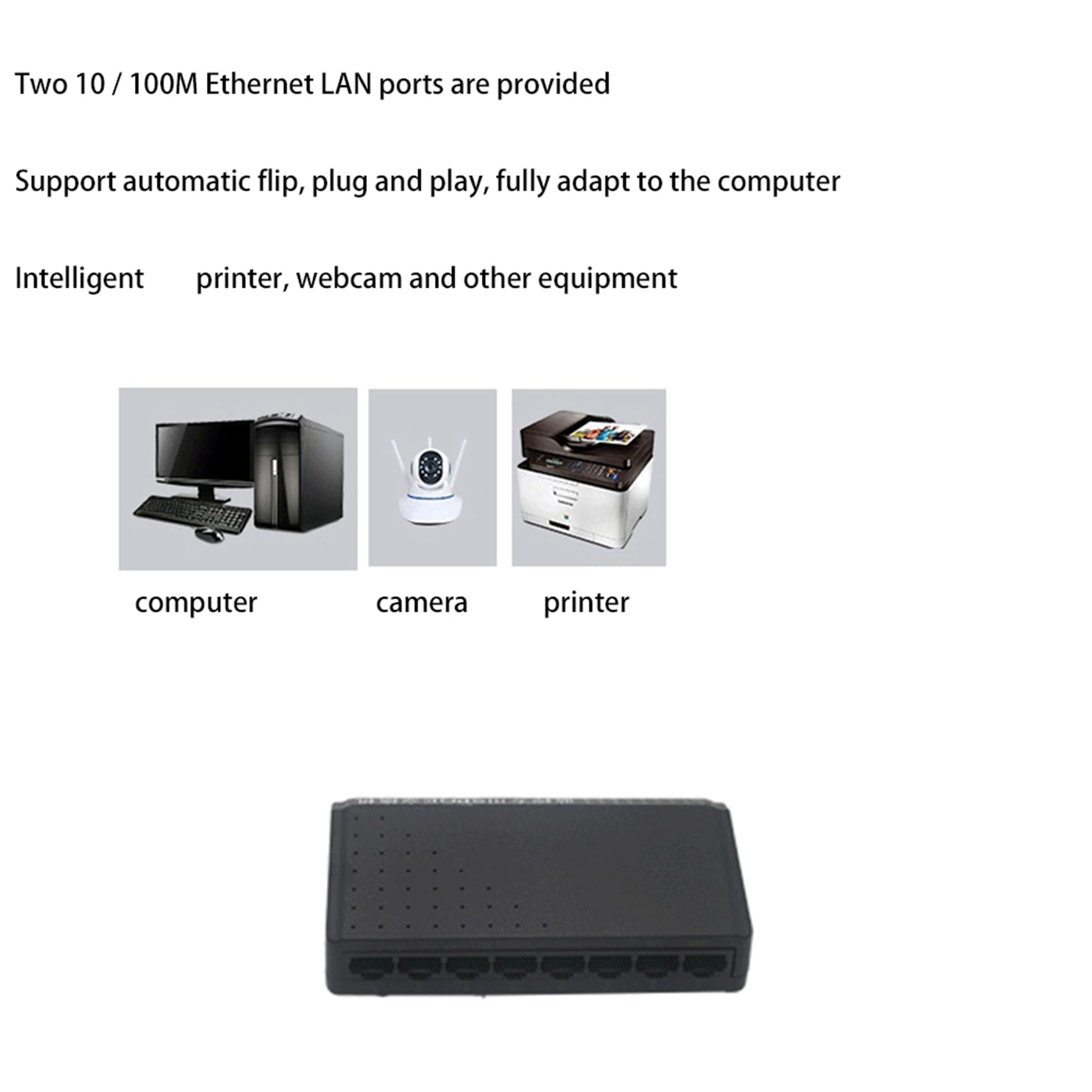 5X 8 Porte 6 + 2 Switch Poe Iniettore Power al RJ45 di Rete della Famiglia Ethernet 10/100M per Telecamere Adattatore di Alimentazione