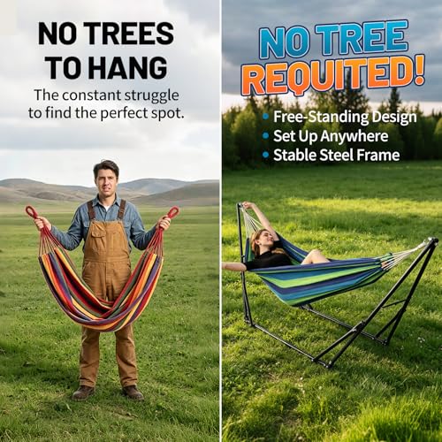 Image of Portable Hammock with Stand for Outside or Inside,No Tree Required