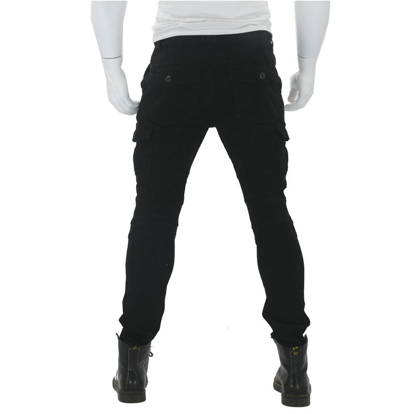 Pantalones Moto Hombre con Retirable Armadura Forro Protección Interior, Jeans De Moto Respirable Resistente Al Desgaste Tela Motorcycle Biker Pants,Negro,XXL