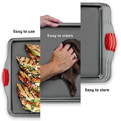 Boxiki Kitchen Non-Stick Baking & Cookie Sheet Pan Non-Toxic 11X14 Inch Rimmed Carbon Steel Baking Sheet. Dent, Warp And Rust Resistant. Heavy Gauge Steel Oven Baking Sheet. 1 Tray. #TOP5