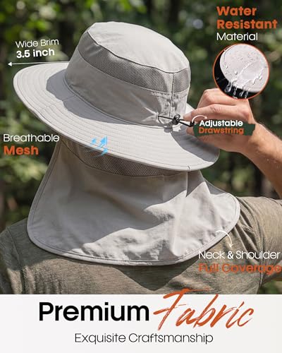 Image of FURTALK Sun Hats for Men Women Fishing Hat with Neck Flap UPF Protection