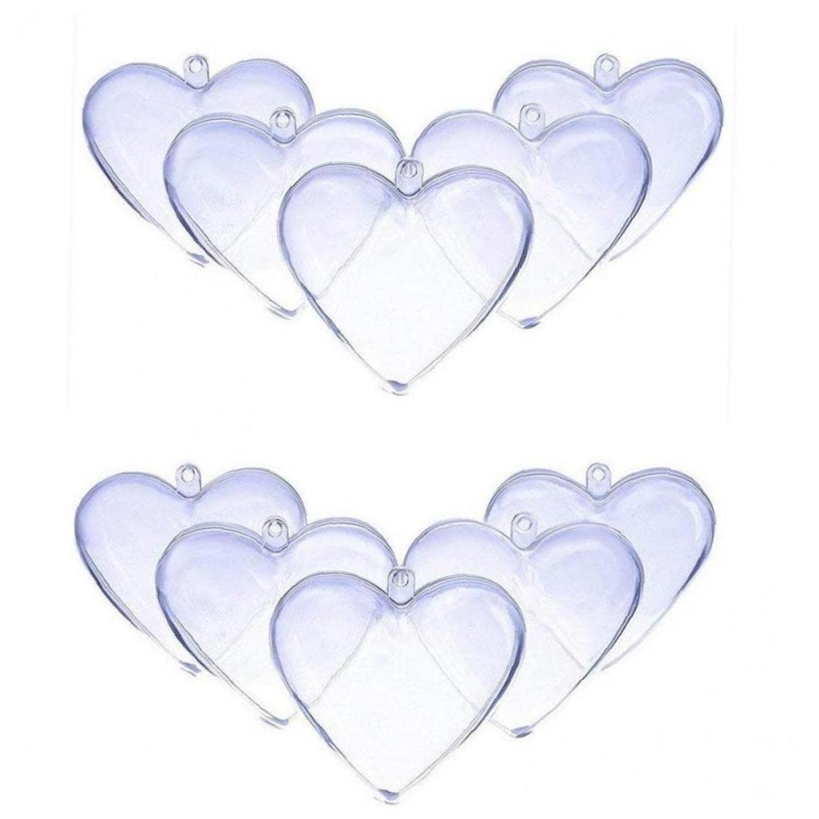 TOSSPER 10pcs Christmas Tress Transparent Open Plastic Clear Acrylic Heart-shaped Fillable Ball Ornament Gift Present Box Decoration