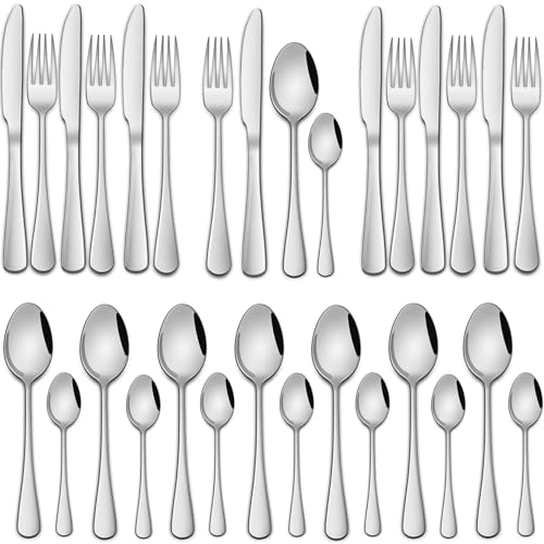 32 Pieces Cutlery Sets Includes Dinner Knife Fork and Tea Spoons Sets for Kitchen Stainless Steel Silverware Sets for Tableware Sets Flatware Sets Service for 8