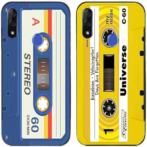 Paquete de 2 fundas clásicas de silicona de gel de TPU impresas con cinta de casete (para ZTE Blade V10)