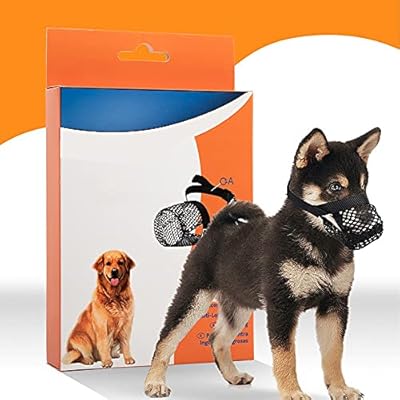 PenuSpt Breathable Mesh Dog Muzzle, Nylon Mesh Dog Muzzle, Poisoned Bait Protective Muzzle for Small, Medium and Large Dogs to Prevent Biting and Barking (Black) (S)