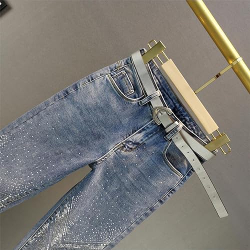 Women's Trendy Denim Cotton Shiny Jeans High Waisted Hot Diamond Casual Pants Yk2 Street Jeans2