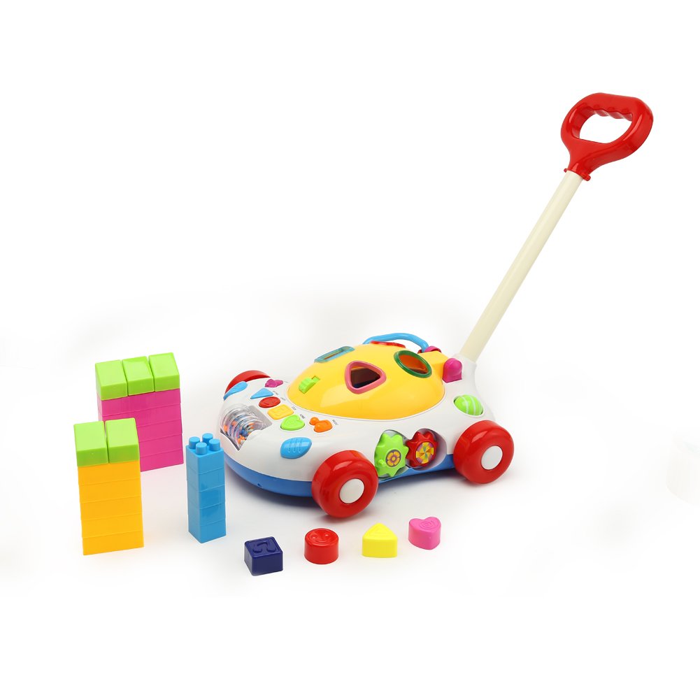 Multifunctional Learning Cognitive Building Blocks Musical Baby Walker Push And Pull Baby Toys