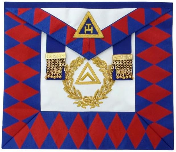 Bricks Masons Blue Lodge Square Compass Chain Collar - Silver on Blue