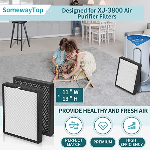 SOMEWAYTOP XJ-3800 Replacement Filter Set Compatible with Surround Air Intelli-Pro XJ-3800 Air Purifer Smart True Air Clenaer for Home, H13 HEPA, HEPA Pre-Filter