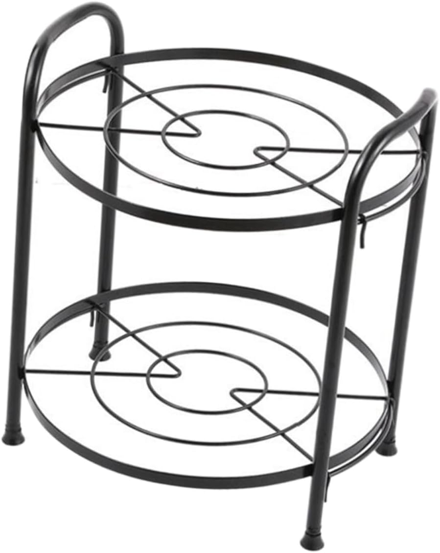 Creative Two-layer Kitchen Floor Shelf with Pads Detachable Simple Pan and Pot Rack for Convenient Cookware Storage Black