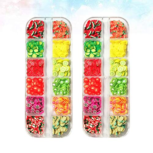 PIXNOR 2 Caixas de Fatias da Arte Do Prego Padrão de Frutas Fatias de Unha Arte de Unha Slime Suprim