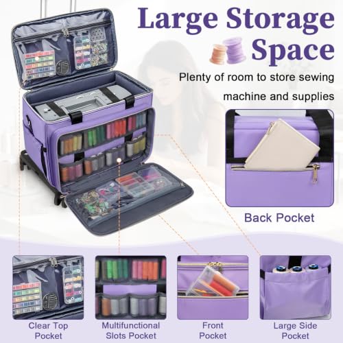 Image of Anitor Rolling Sewing Machine Case with Wheels and Removable Bottom Padding