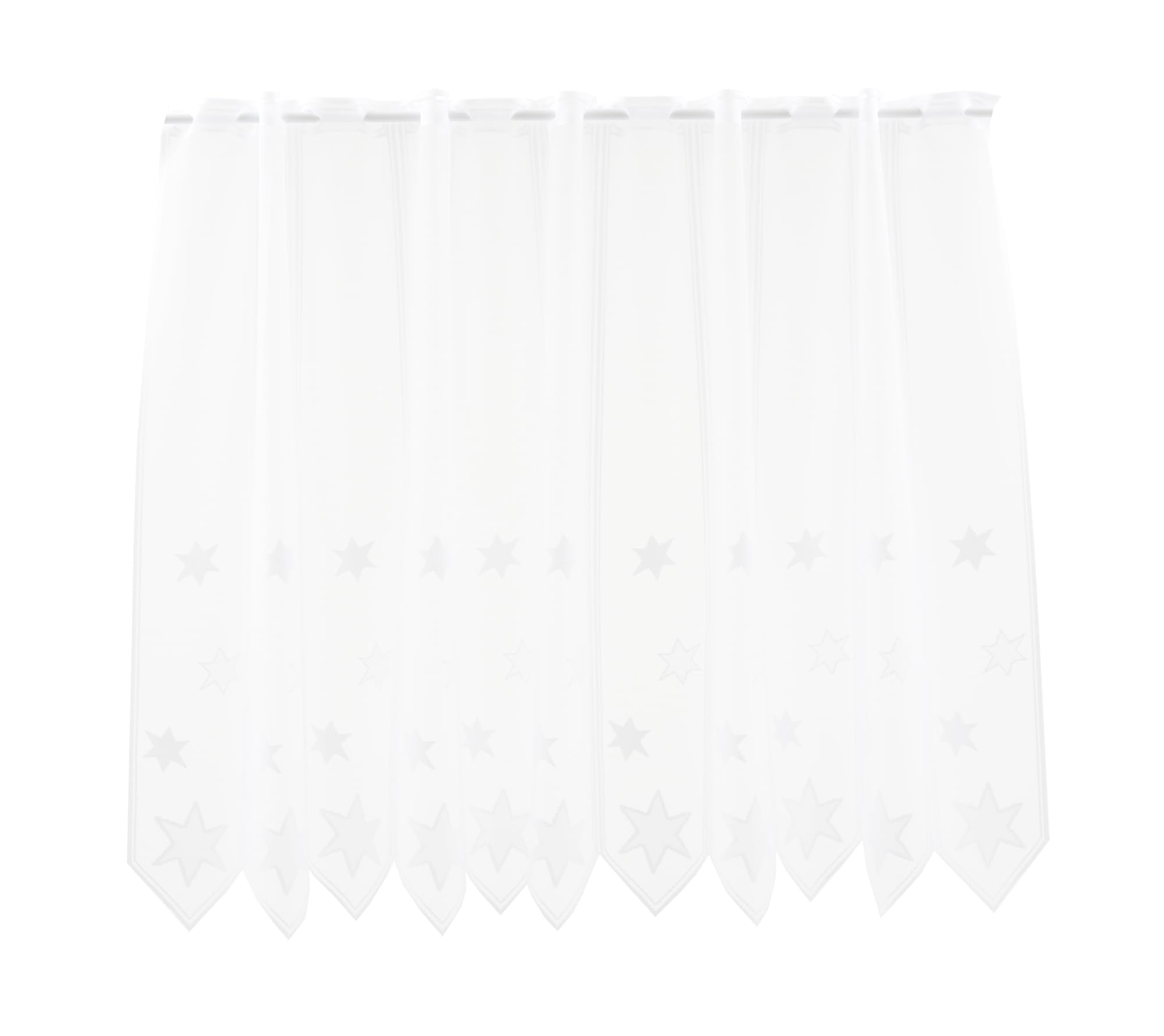 Scheibengardine Sterne 90x224 cm H/B Weiß Bistrogardine Vorhang Küche 1er Pack