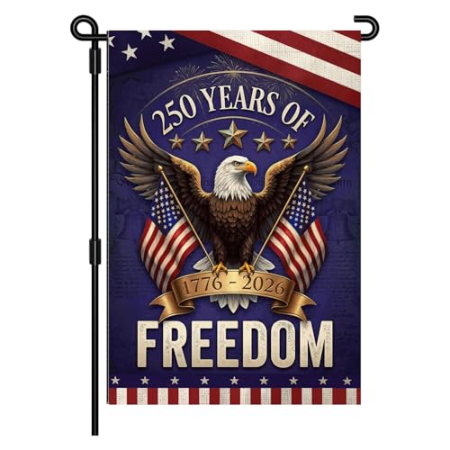 Zirvkan 250 Years Anniversary Flag 250 Anniversary USA Garden Flag Patriotic Banner Double-Sided Flags with Eagle Design 1776-2026 Merchandise for Outside Decorations 12 x 18 Inch
