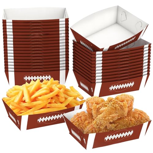 FHGSPQWM Paquete de 24 recipientes para suministros de fiesta de fútbol, platos de comida perfectos para celebración del día del juego y cajas de campeonato de eventos
